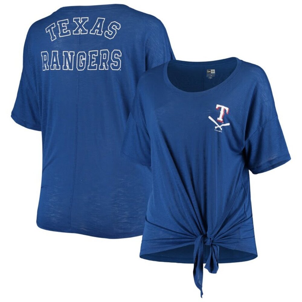 Women's Texas Rangers New Era Royal Plus Size Tie T-Shirt 4X